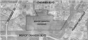 Map showing the Bishop Grandin Crossing  development area