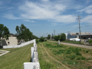 A well worn path leads south along the CPR La Riviere line towards Winnipeg Avenue West.