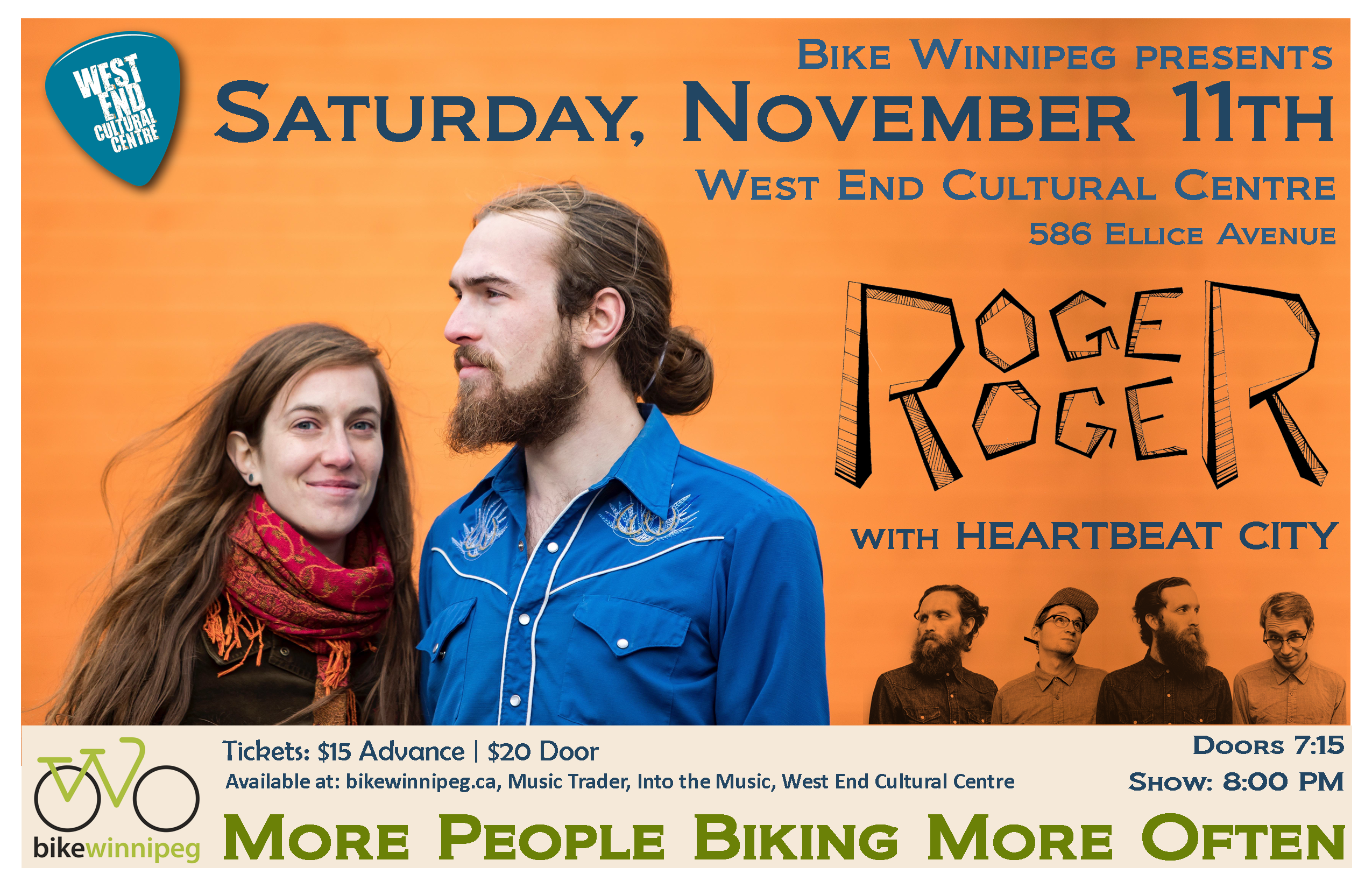 Bike Winnipeg presents Roger Roger with Heartbeat City